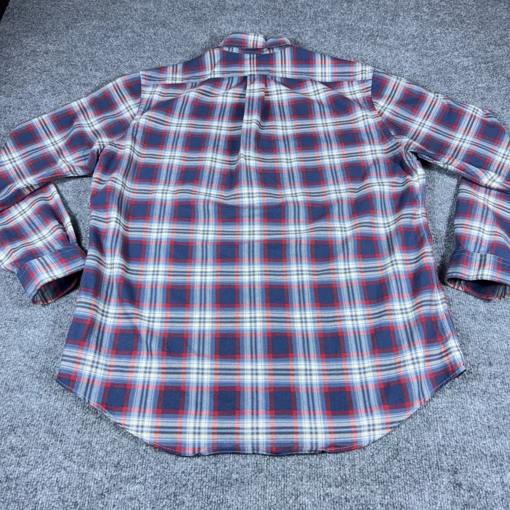 Polo Ralph Lauren Mens Plaid Button Down Shirt Red White Blue Cotton Large